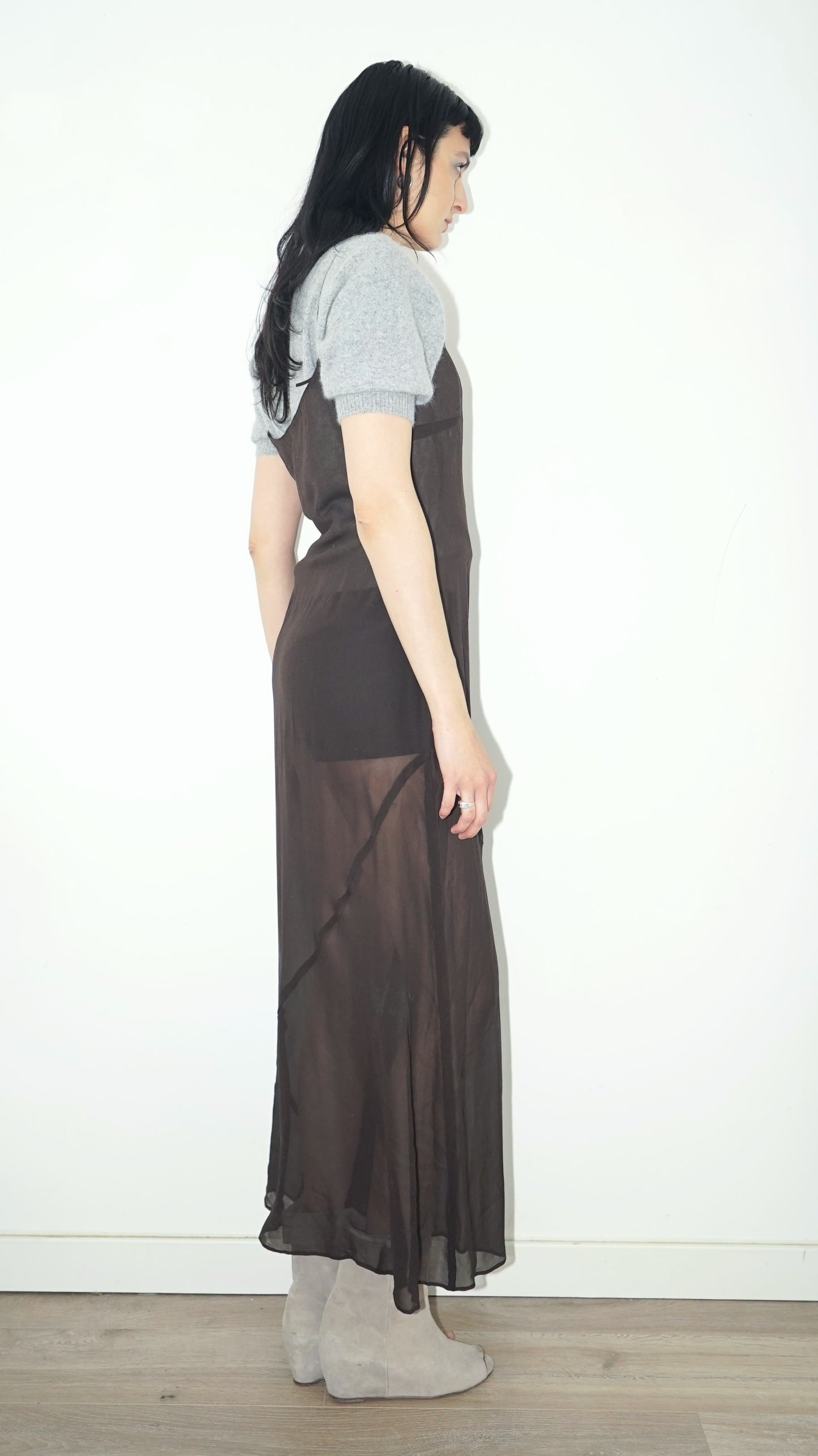 BROWN SILK DRESS