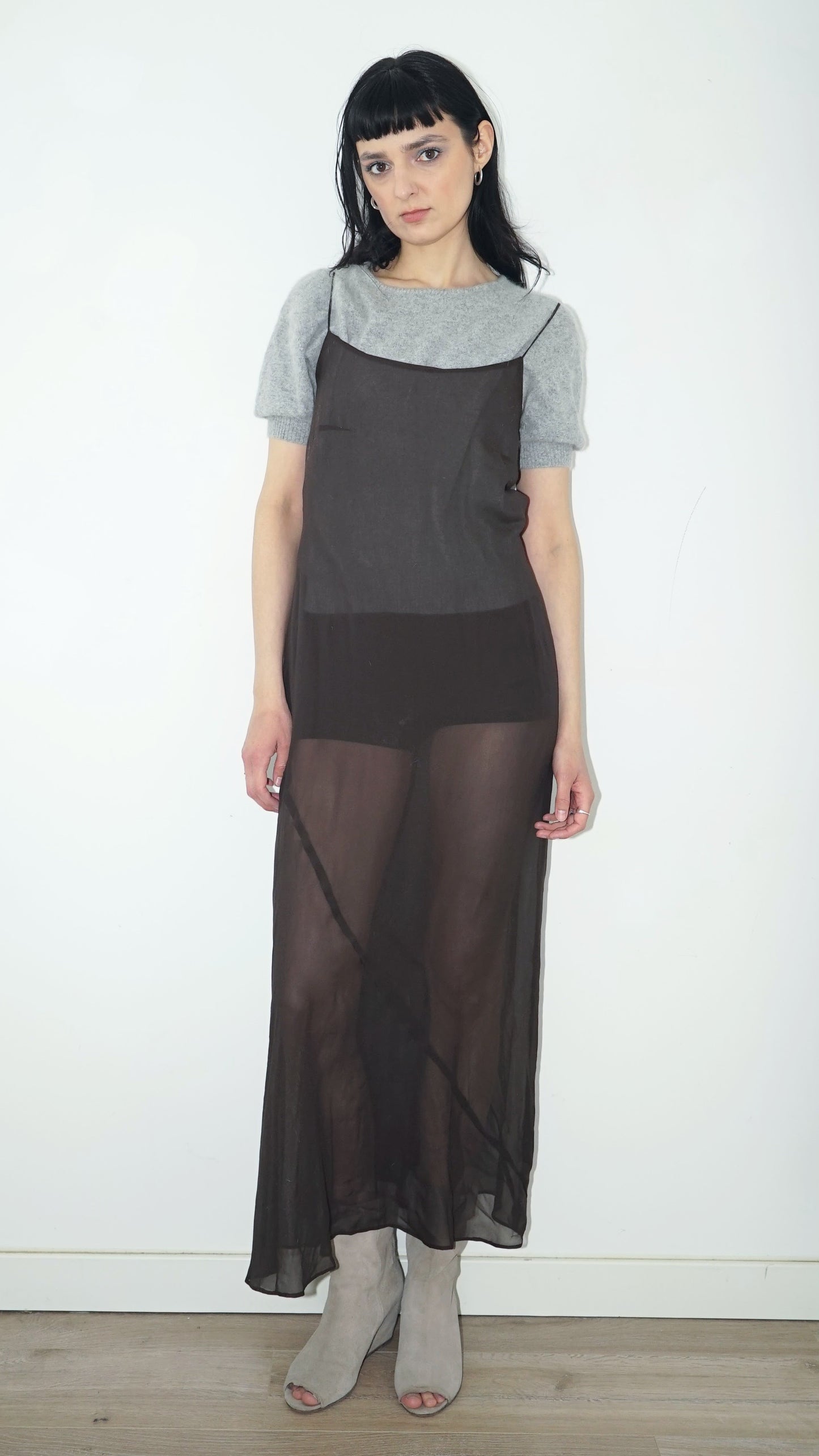 BROWN SILK DRESS