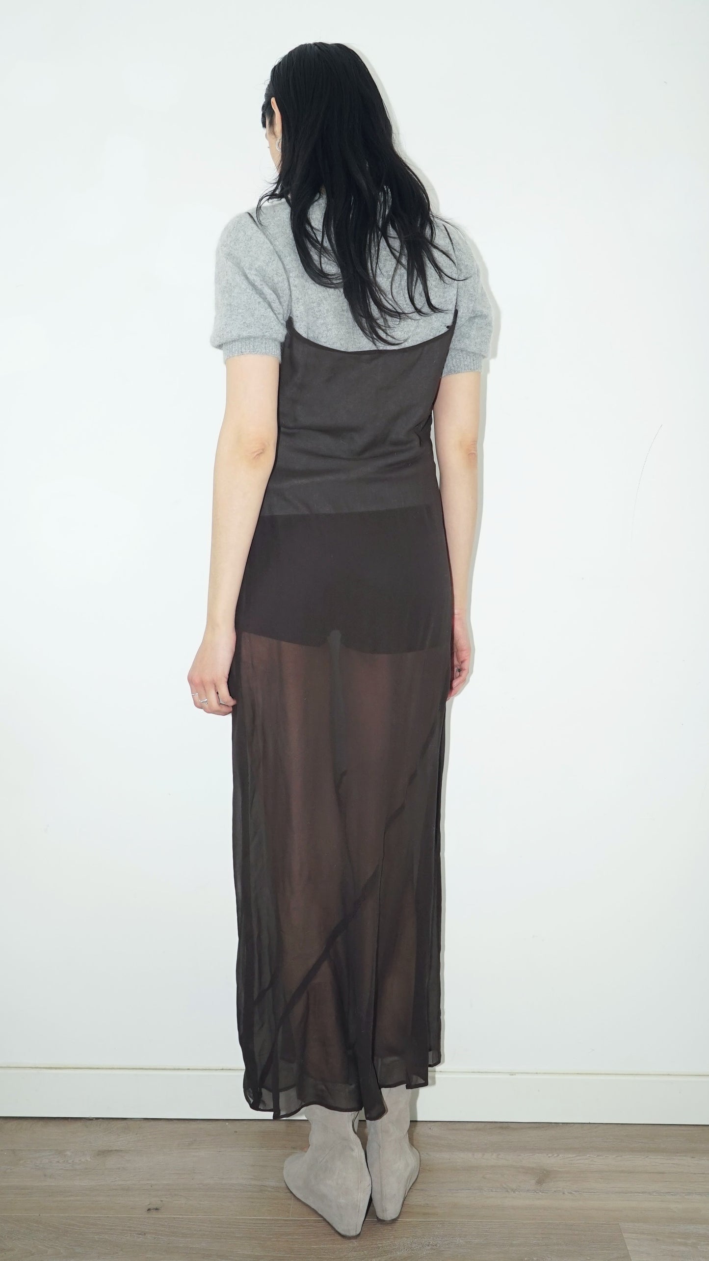 BROWN SILK DRESS