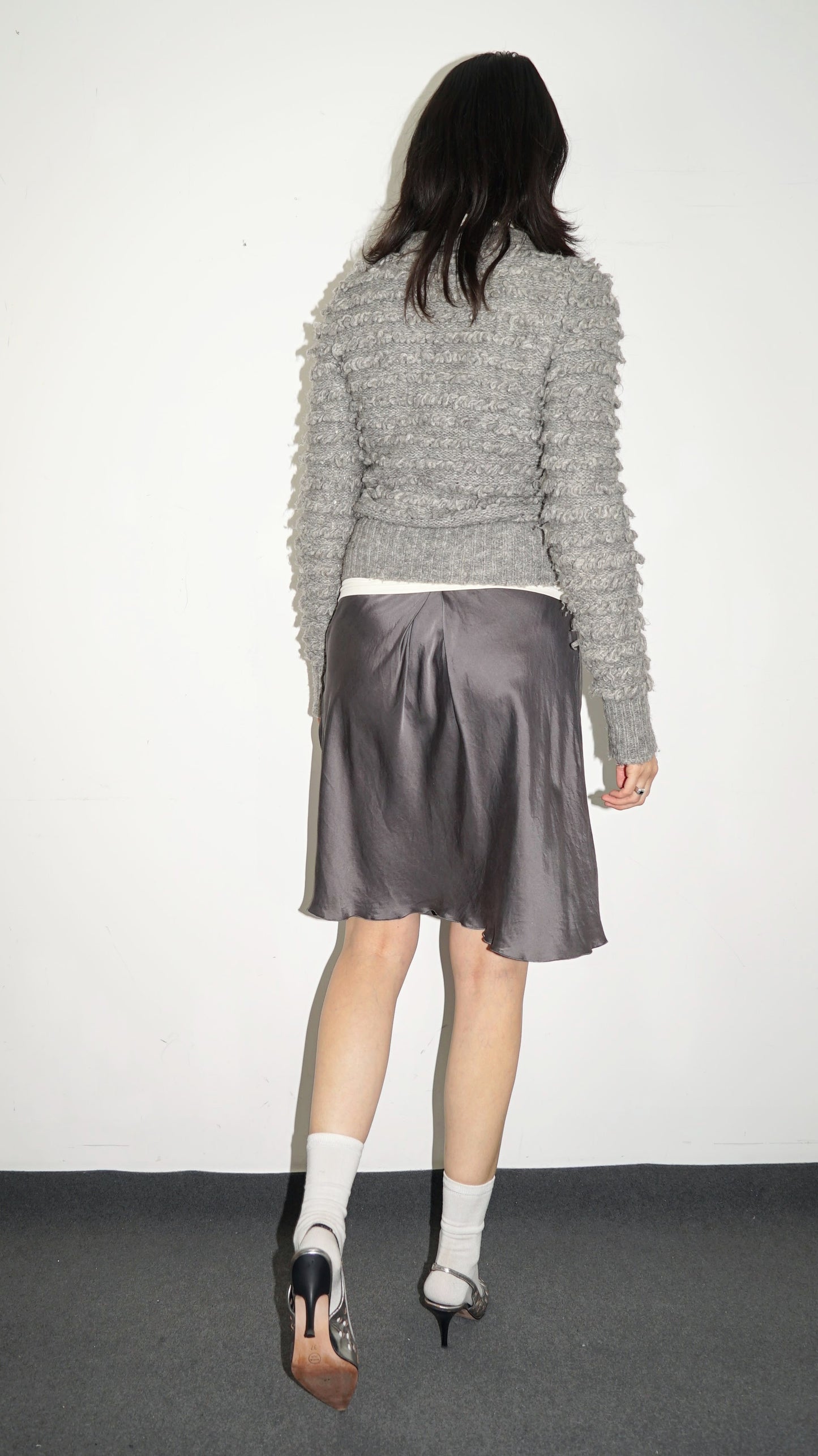 GREY SILK SKIRT