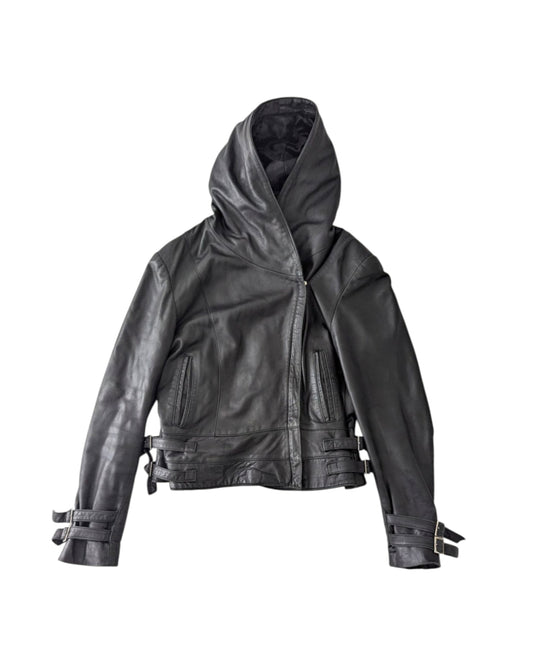 HOODED LEATHER JACKET